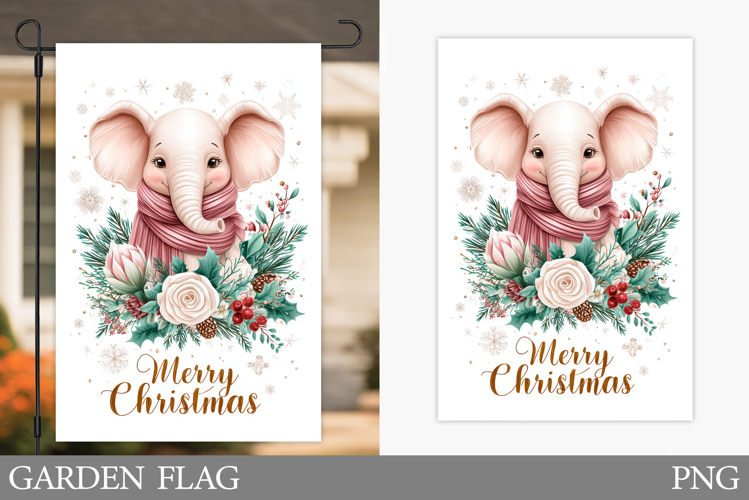 Christmas Elephant Garden Flag. Christmas Garden Flag Design