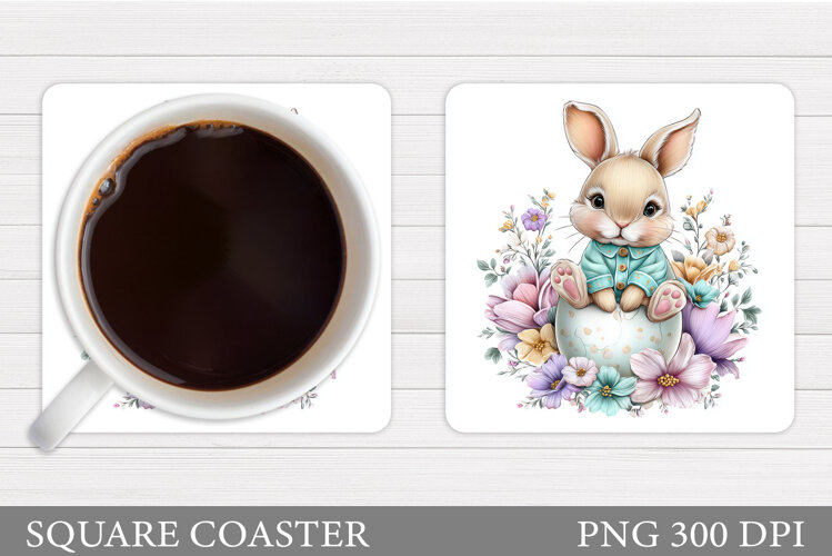 Easter Bunny Coaster Design. Easter Coaster Sublimation example image 1