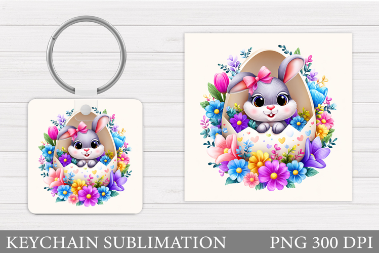 Easter Bunny Keychain Design. Easter Keychain Sublimation