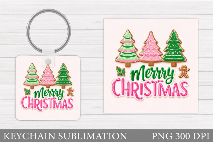 Christmas Tree Keychain. Christmas Keychain Sublimation example image 1