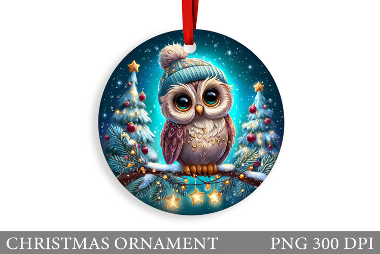 Christmas Owl Christmas Ornament. Christmas Owl Sublimation example image 1