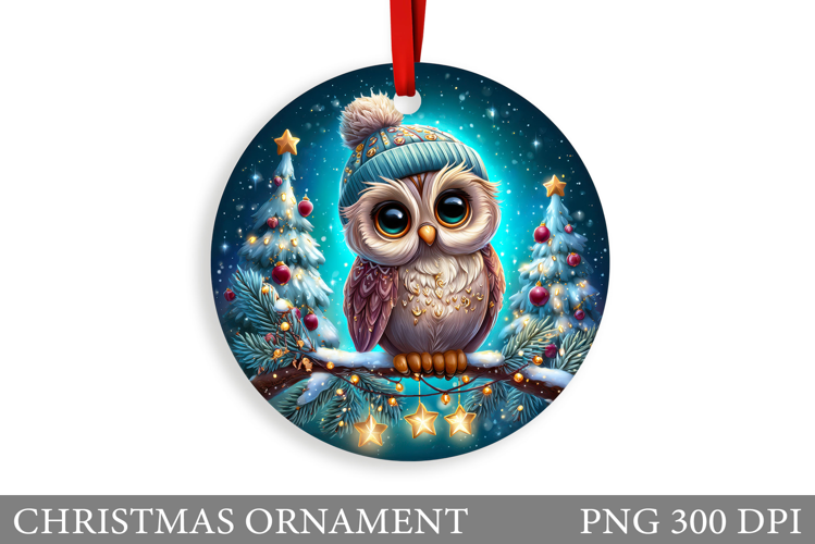 Christmas Owl Christmas Ornament. Christmas Owl Sublimation