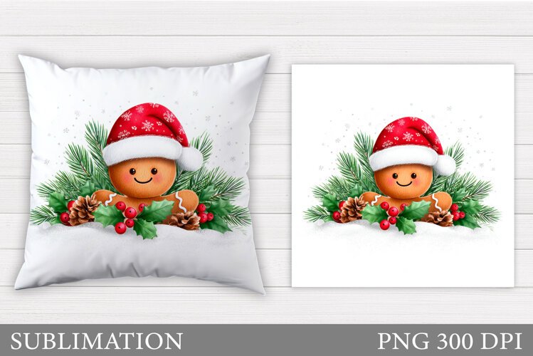Gingerbread Pillow Design. Christmas Pillow Sublimation example image 1