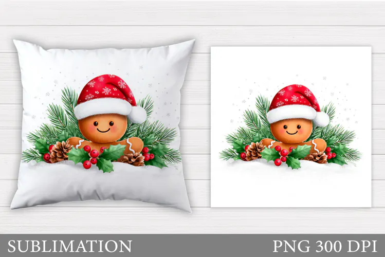 Gingerbread Pillow Design. Christmas Pillow Sublimation