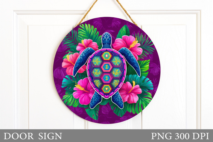 Turtle Door Sign Sublimation. Summer Door Sign Design