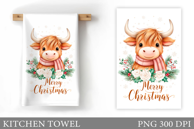 Christmas Cow Kitchen Towel. Christmas Kitchen Towel Design