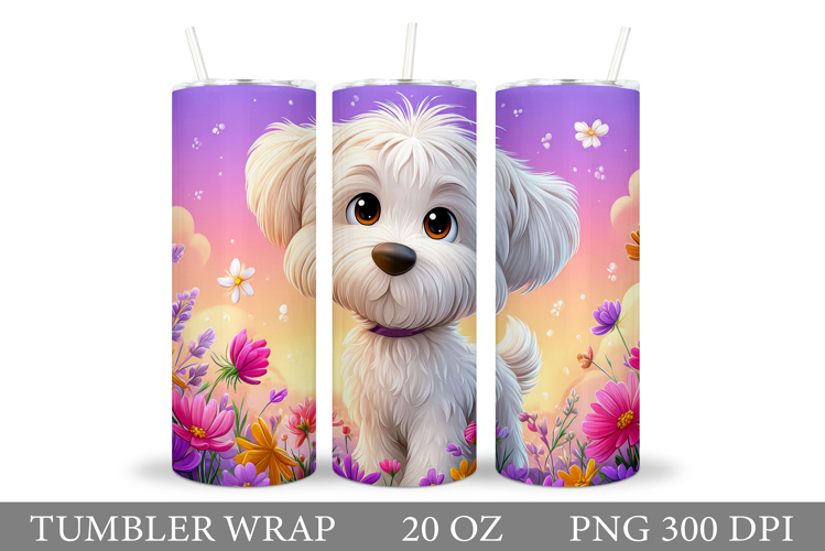 Cute Dog Tumbler Design. Dog Summer Tumbler Sublimation