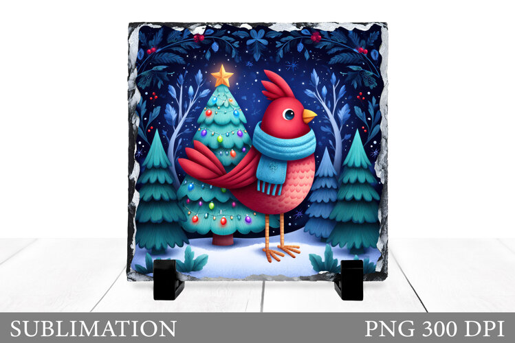 Christmas Bird Sublimation. Christmas Bird Slate Design example image 1