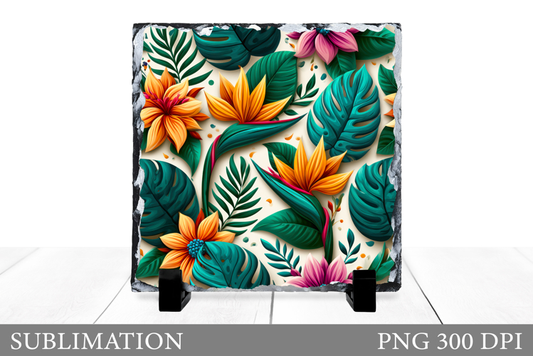 Tropical Flowers Sublimation. Tropical Flowers Slate Design