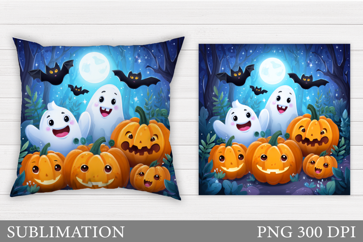 Halloween Pumpkin Pillow. Halloween Ghost Pillow Sublimation