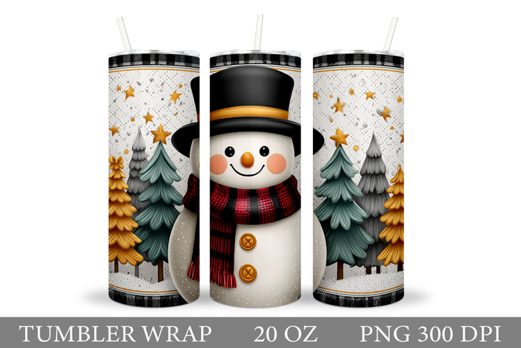 Cute Snowman Tumbler Design. Christmas Tumbler Sublimation