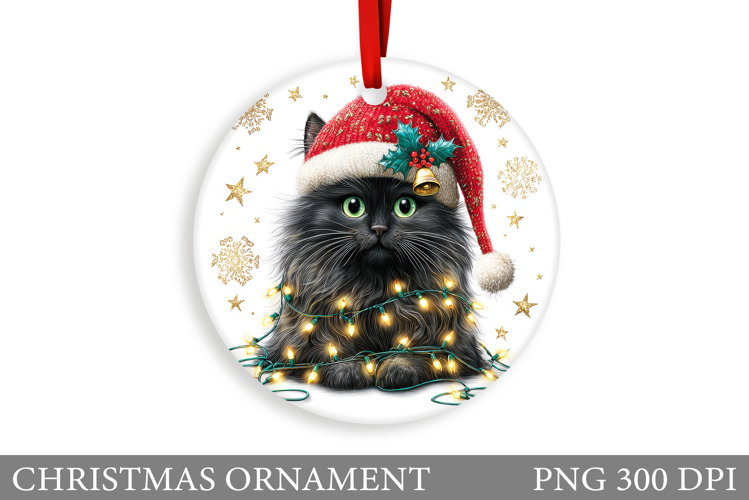 Cute Cat Christmas Ornament. Winter Cat Christmas Ornament