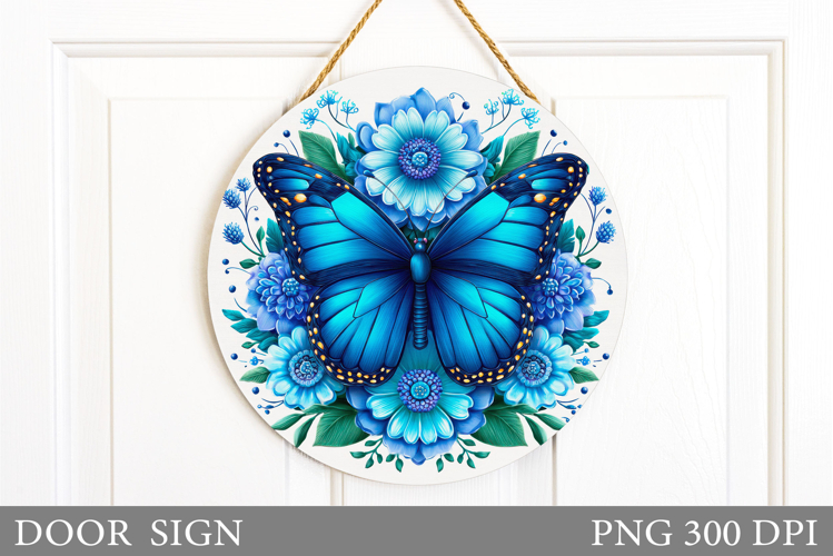 Butterfly Door Sign Sublimation. Flowers Door Sign Design