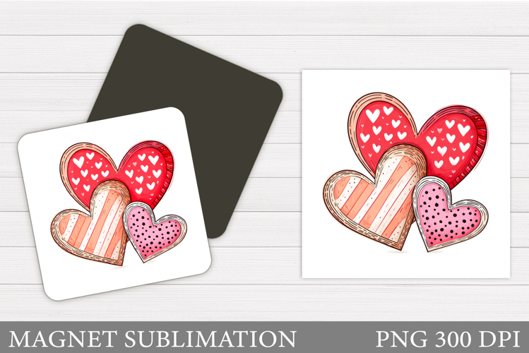 Hearts Magnet Sublimation. Hearts Valentine Magnet Design