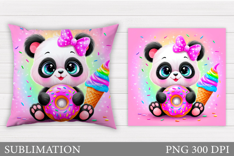 Cute Panda Pillow Design. Cute Panda Sublimation