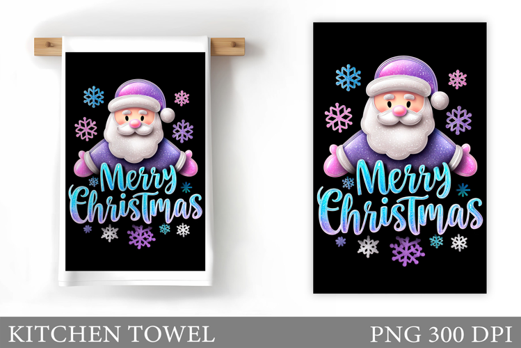 Santa Claus Kitchen Towel. Christmas Kitchen Towel Design