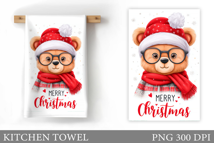 Christmas Bear Kitchen Towel. Christmas Kitchen Towel Design