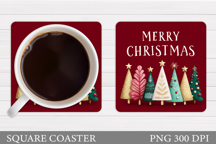 Christmas Tree Coaster Design. Christmas Coaster Sublimation example image 1