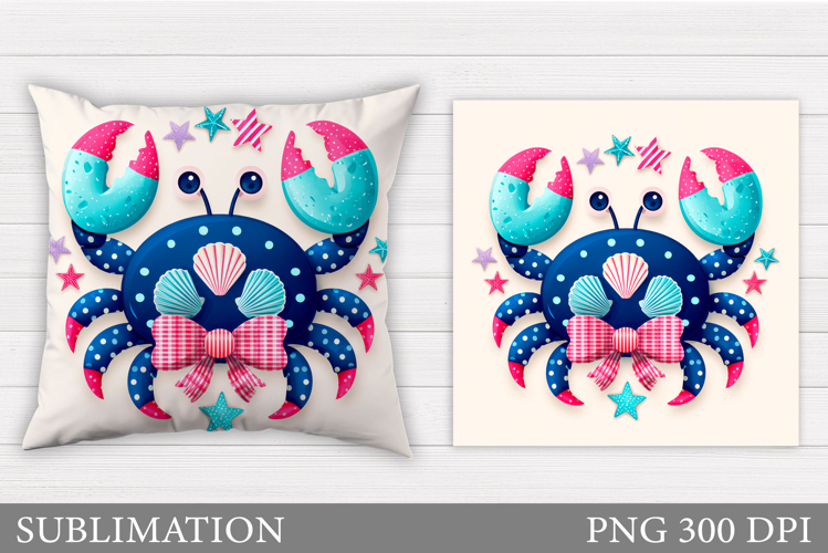 Crab Pillow Sublimation. Crab Sublimation