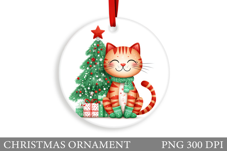 Cute Cat Christmas Ornament. Winter Cat Christmas Ornament