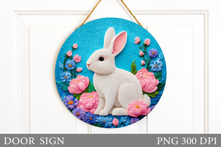 Cute Bunny Door Sign Design. Spring Door Sign Sublimation