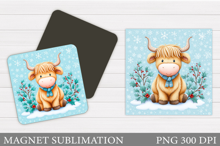 Christmas Cow Magnet. Christmas Magnet Sublimation