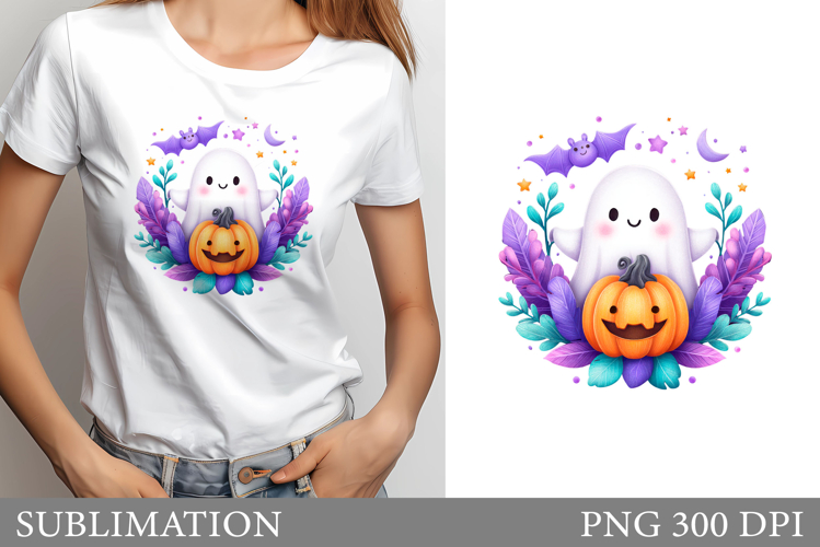 Halloween Ghost Sublimation. Cute Ghost T-Shirt Design