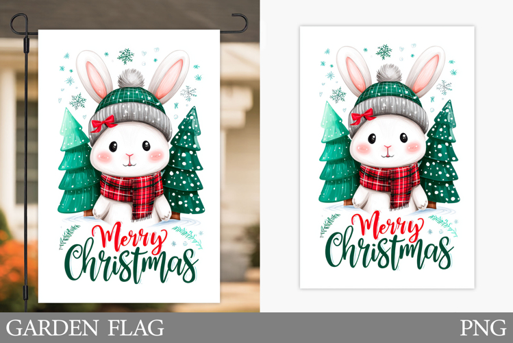 Christmas Bunny Garden Flag. Christmas Garden Flag Design