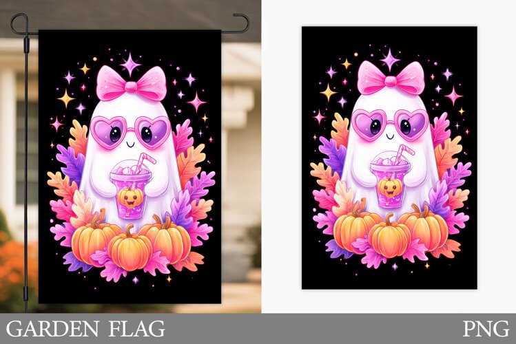 Cute Ghost Garden Flag. Halloween Garden Flag Sublimation example image 1