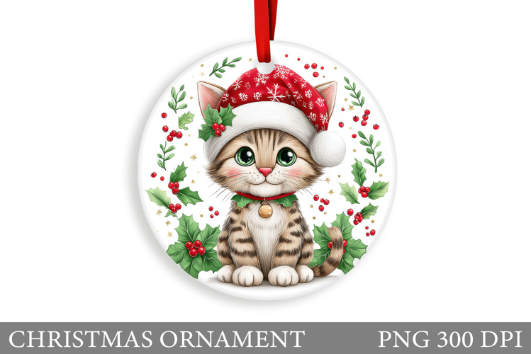 Cute Cat Christmas Ornament. Winter Cat Christmas Ornament