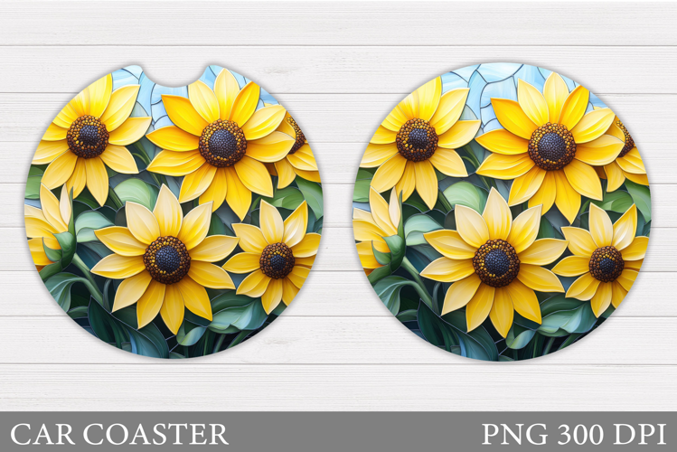 Sunflowers Car Coaster. Sunflowers Coaster Sublimation