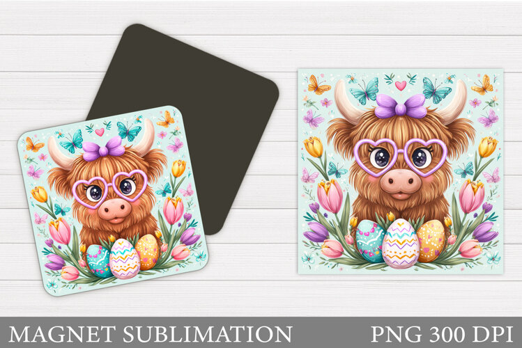 Easter Cow Magnet Design. Easter Magnet Sublimation example image 1