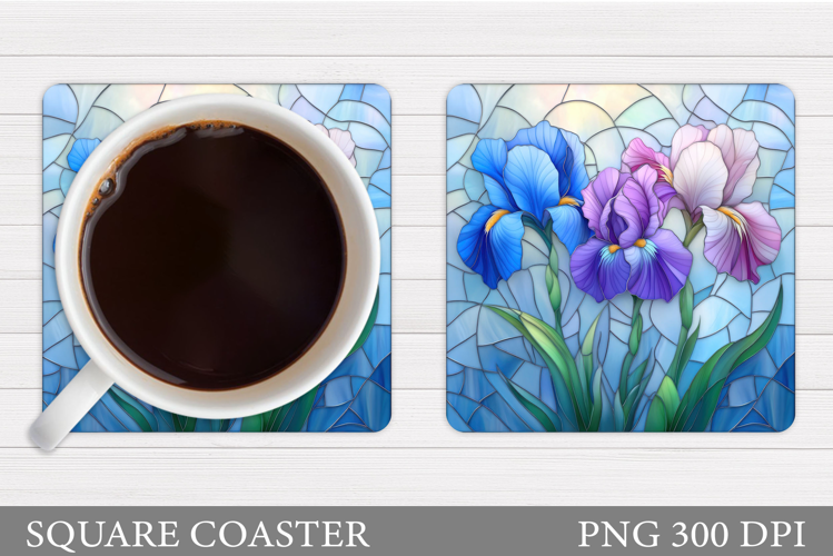 Irises Coaster Sublimation. Floral Coaster Design