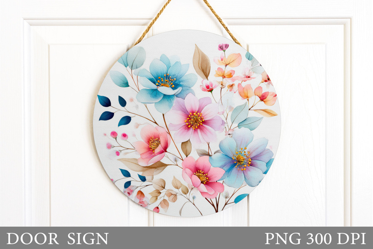 Flowers Door Sign Design. Floral Door Sign Sublimation