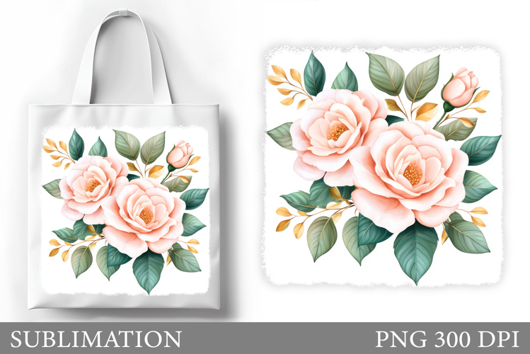 Roses Tote Bag Design. Flowers Roses Sublimation