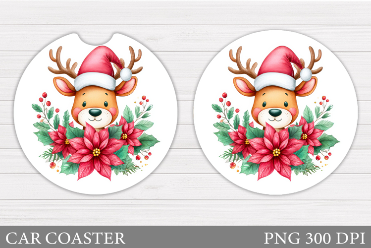 Christmas Deer Car Coaster. Christmas Car Coaster Design