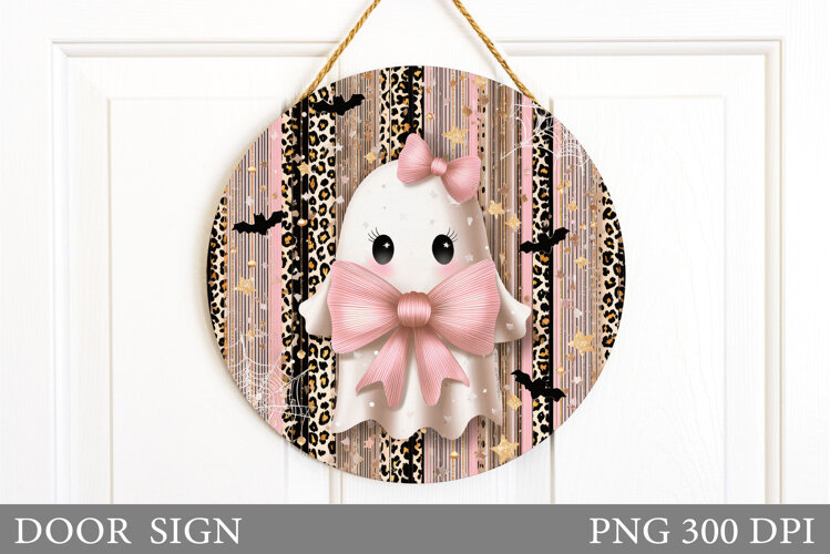 Ghost Door Sign Design. Halloween Door Sign Sublimation example image 1