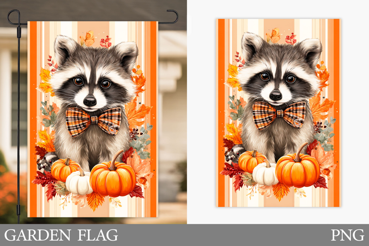 Fall Raccoon Garden Flag. Fall Garden Flag Sublimation