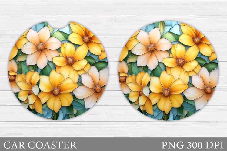 Wildflowers Car Coaster Sublimation. Flowers Car Coaster