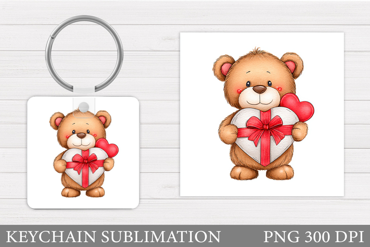 Valentines Bear Keychain. Cute Bear Keychain Design