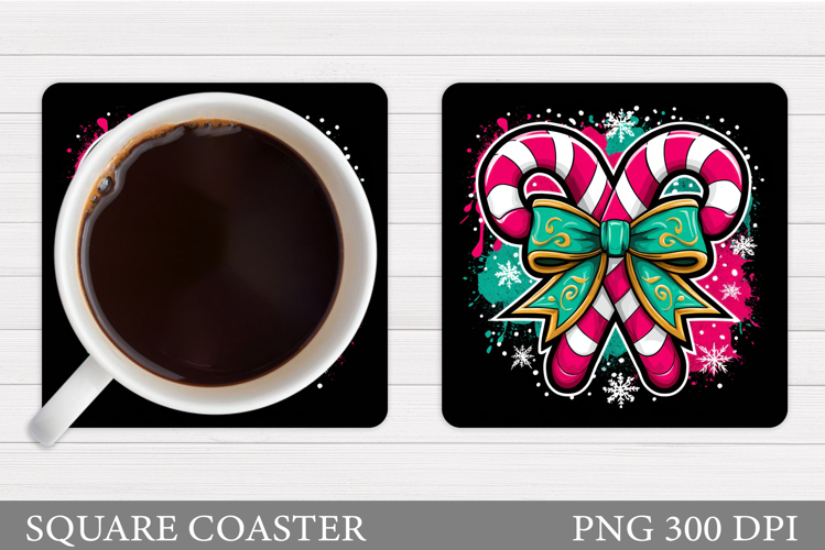 Christmas Candy Canes Coaster. Christmas Coaster Sublimation