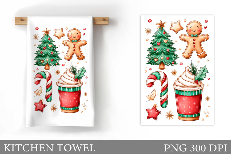Christmas Kitchen Towel Design. Christmas Sublimation