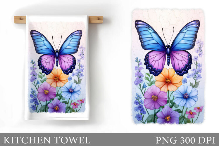 Butterfly Kitchen Towel Design. Butterfly Sublimation example image 1