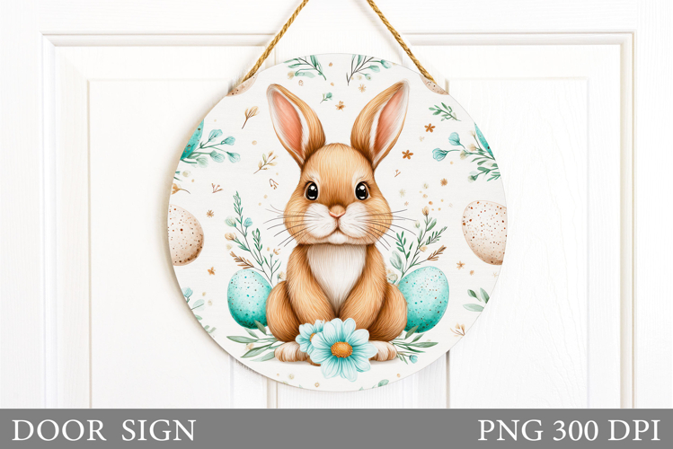 Easter Bunny Door Sign Design. Easter Door Sign Sublimation example image 1