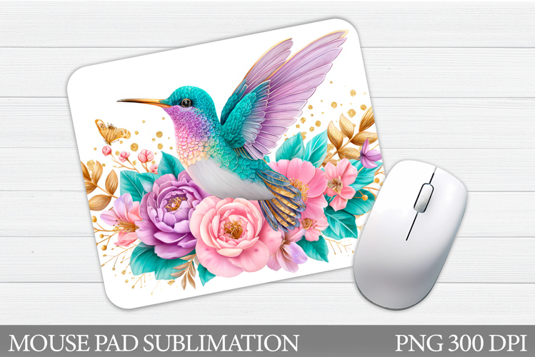 Hummingbird Mouse Pad Design. Flowers Birds Mouse Pad