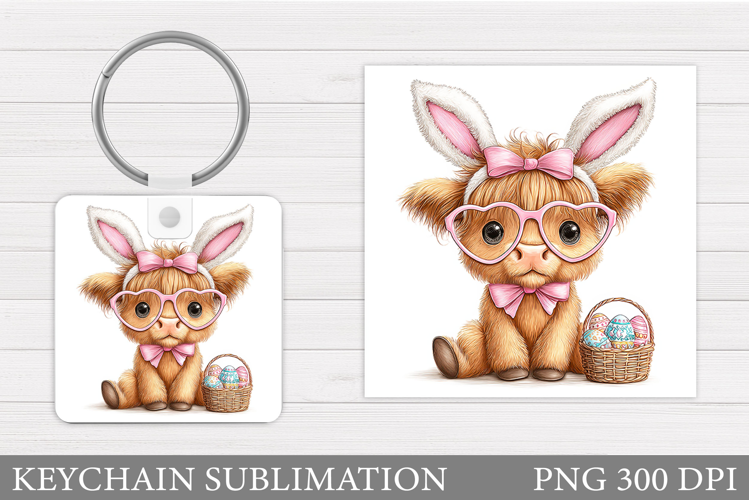 Easter Cow Keychain Design. Easter Keychain Sublimation