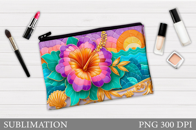 Hibiscus Makeup Bag Design. Sea Cosmetics Bag Sublimation