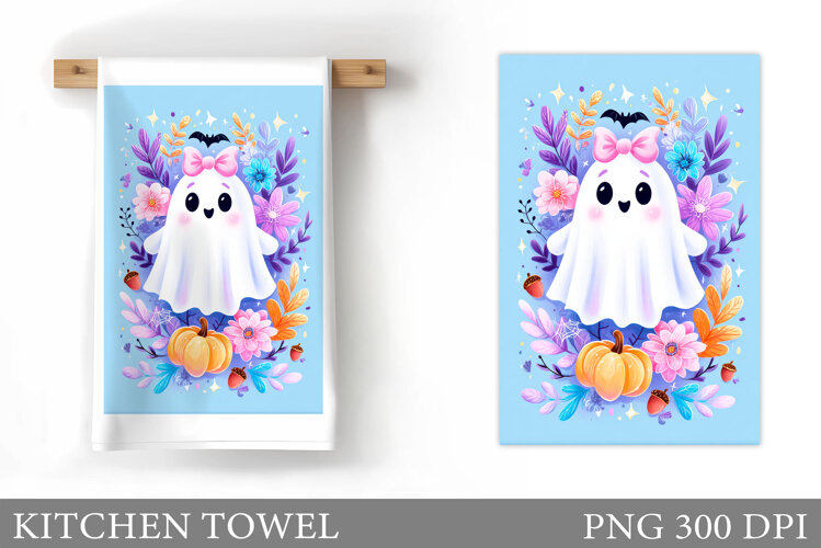 Ghost Kitchen Towel. Halloween Kitchen Towel Design example image 1