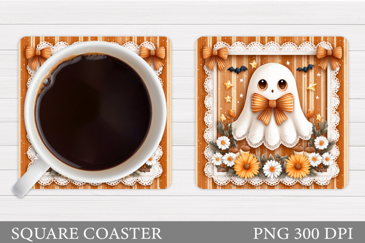 Ghost Coaster Design. Halloween Coaster Sublimation