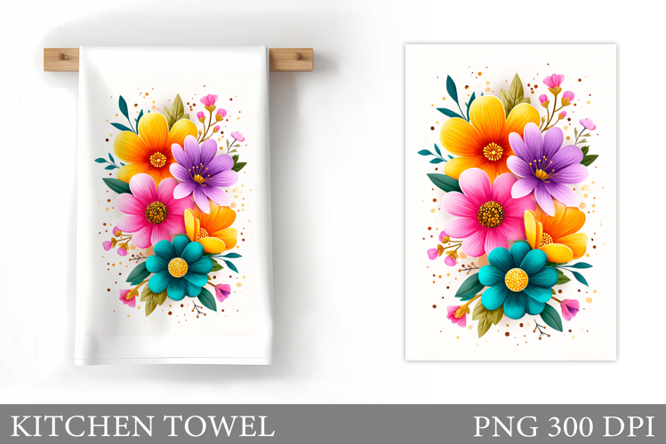 Flowers Kitchen Towel. Floral Kitchen Towel Sublimation